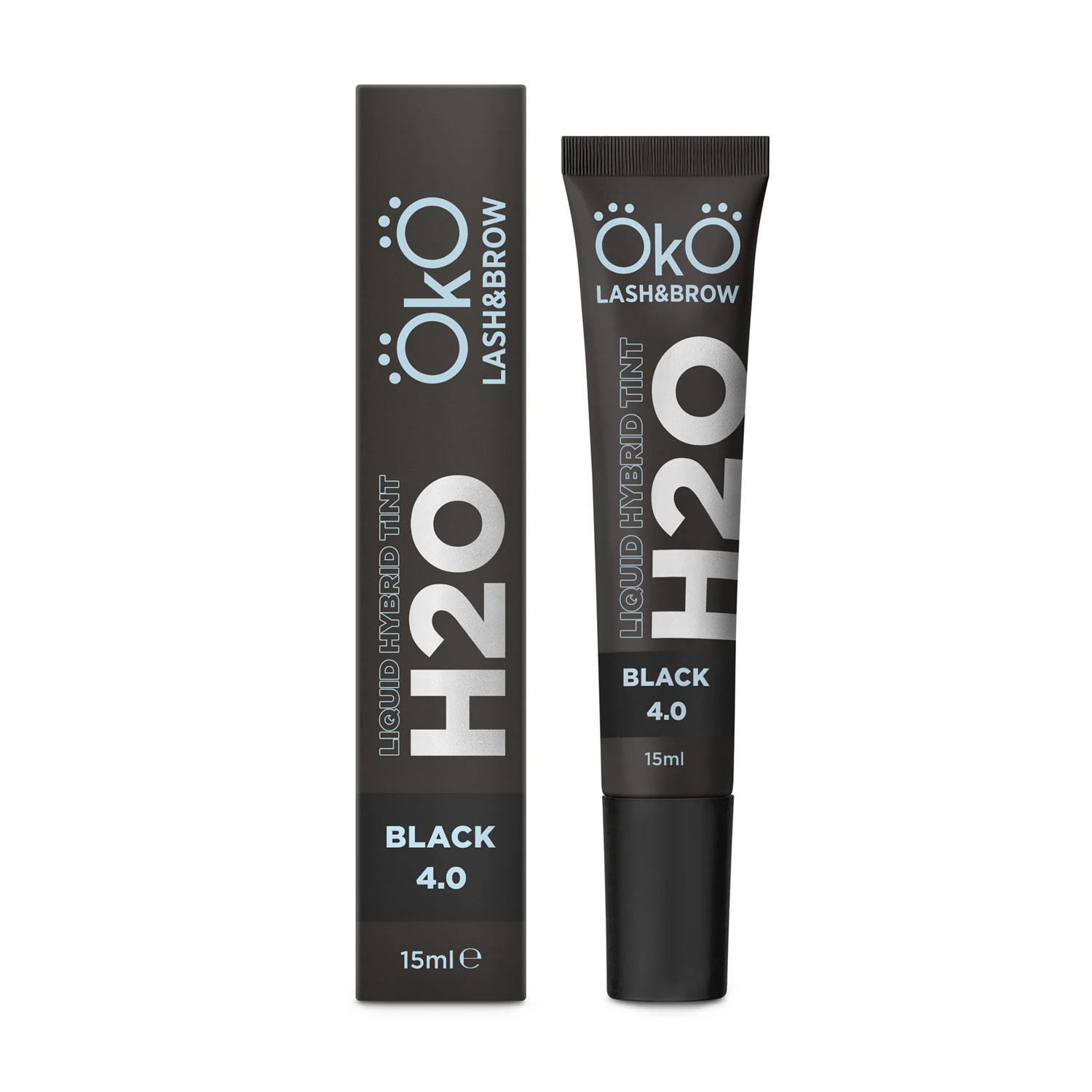 Фарба для брів та вій OkO Lash &amp; Brow Liquid Hybrid Tint H2O, 4.0 Black, 15 мл